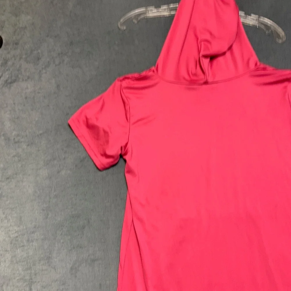 Spyder Swimsuit Cover Up Girls XL Pink Stretch Hood Short Sleeve Beach Swimwear
